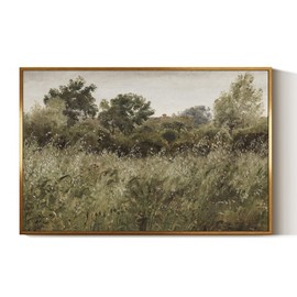 InSimSea Golden Framed Vintage Canvas Wall Art Oat Field Landscape Print 16 * 24 Inch, Cottage Core Farmhouse Meadow Painting, Country Framed Gallery Wall Kitchen Field Art Living Room Home Decor