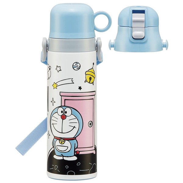 Skater SKDC6-A Children's 2-Way Stainless Steel Kids Water Bottle with Cup, 20.9 fl oz (580 ml), I'm Doraemon, Sanrio Girls