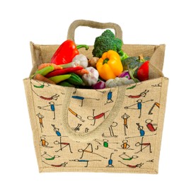EliteKoopers Zippable Jute Bag for Shopping Grocery, Lunch Or Gift Reuasble Bag (Large-40x34x12cm)