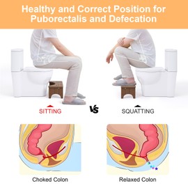 Wooden Squatting Potty Stool for Adults, 6.7 Inch Toilet Stool Poop Stool Adult, Bamboo Wood Toilet Stools Squat for Pooping, Portable Toilet Step Stool for Bathroom, Brown