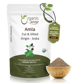 Organic Way Amla Seca/Grosella Espinosa India Cortada Y Tamizada (Phyllanthus Emblica) - Certificado Orgánico Y Kosher | Crudo, Vegano, Sin Omg Y Sin Gluten | Certificado Usda | Origen - Ind