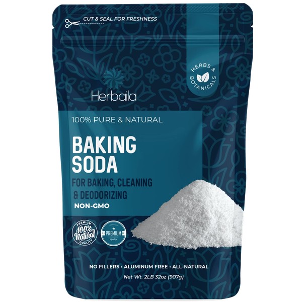 Baking Soda Bulk 2lbs, Food Grade baking soda for baking, cleaning, deodorizing and household usage, Baking soda for pool cleansing, Gluten Free, No Fillers, made in the USA