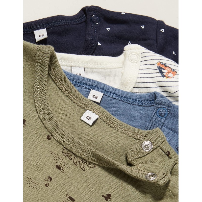 PIPPI Unisex Baby Bodysuit SS AO-printed (4 Pack) Shaping Bodysuit,