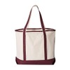 Q-Tees 34.6L Large Canvas Deluxe Tote One Size Natural/ Maroon