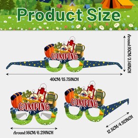JIUMANGO 24 PCS Camping Paper Eyeglasses Camping Party Favors Supplies Camping Camp Birthday Party Decorations Gifts Photo Booth Props for Kids Boys Girls