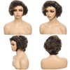 Pixie Cut Wig Human Hair Black and Brown Highlight Wig