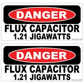Danger Flux Capacitor Jigawatts 2 Pack Stickers