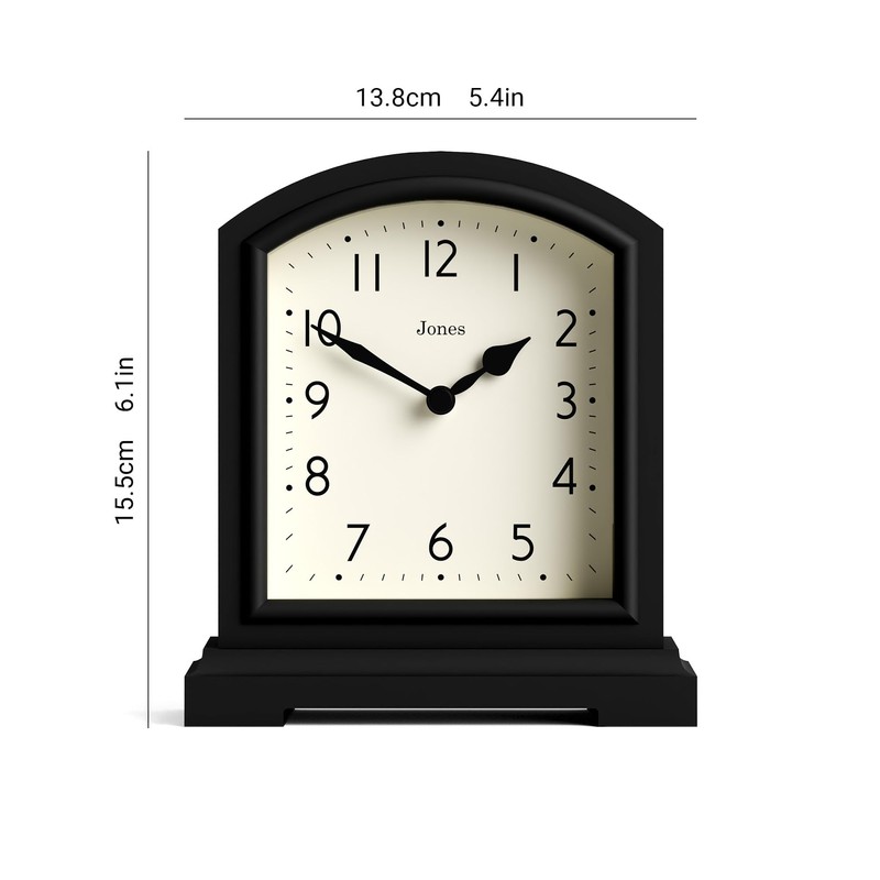 JONES CLOCKS® Tavern Mantel Clock | Small Modern Arch top