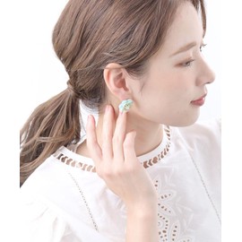 VingTAINE P5200 Earrings, Flowers, Large, Sorbet Color, Accessory, Elegant, Casual, Simple, Gift, Present, Glass