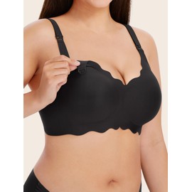 Angelhood Nursing Bras for Breastfeeding Ultra Comfort Seamless Maternity Bra Wireless Bralette Pregnancy Bra with Bra Extender Black