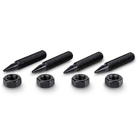 PrecisionGeek - Speaker Spikes M8, Black Steel, Black Oxide, 8 mm Diameter and 45 mm Long, Screw Nut Included, Spikes Box for HiFi - Pack of 4