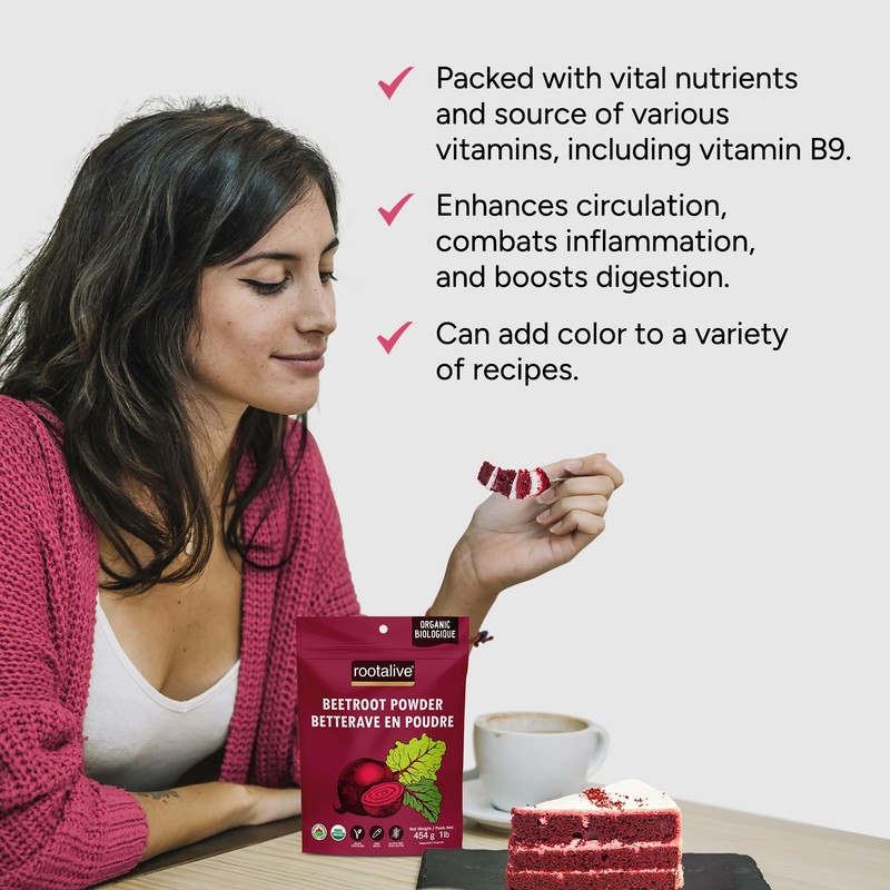 Rootalive - Organic Beetroot Powder, Raw and Vegan Beet Powder