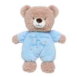 Little Me Plush Bear Rattle with Thank Heaven for Little Boys Embroidery (Blue, 9 inch)
