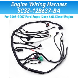 Engine Wiring Harness 5C3Z-12B637-BA Compatible with 2005 2006 2007 Ford F250 F350 F450 F550 Duty Diesel Engine Wiring Harness 6.0L 5C3Z-12B637-BA