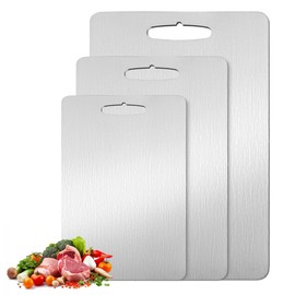3Pack Titanium Cutting Board, 2025 New Upgrade 100% Pure Titanium Cutting Boards for Kitchen, Hygiene & Durability Non Stick Chopping Board, Double sided Cutting Board, Easy to Clean (M+L+XL）