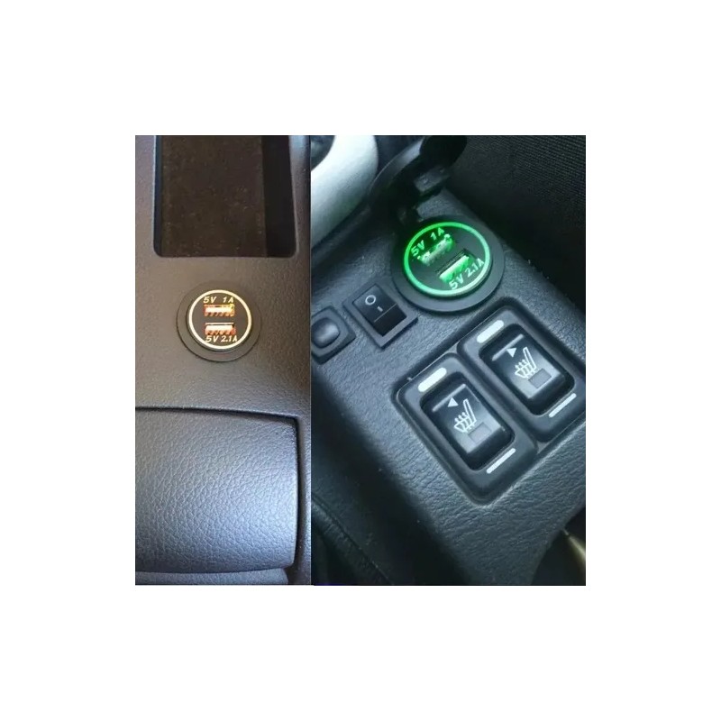 12v 2.1a Para Cargador Iluminado Usb Doble Salida Coche Moto