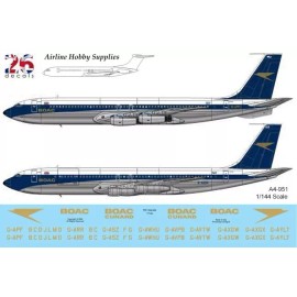 26Decal, AHS STS44-370 BOAC Boeing 707 with Gold Foil Speedbird and BOAC decal 1/144 Scale