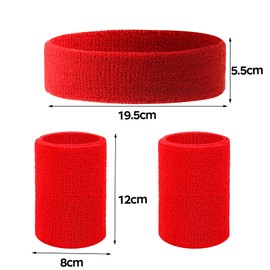 3PCS Sweatband Set, Sweat Bands Wristbands Soft Thickened Sweatband and Headbands for Athletic Exercise Basketball, Cotton Sweat Absorbing Head Band for Gym Tennis