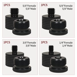 Pack of 8 Threaded Adapters, Tripod Screw Adapter 5/8 Inch to 3/8 Inch, 3/8 Inch to 5/8 Inch, 5/8 Inch to 1/4 Inch, 1/4 Inch to 5/8 Inch, Microphone Stand Adapter, Thread Adapter Set for Camera