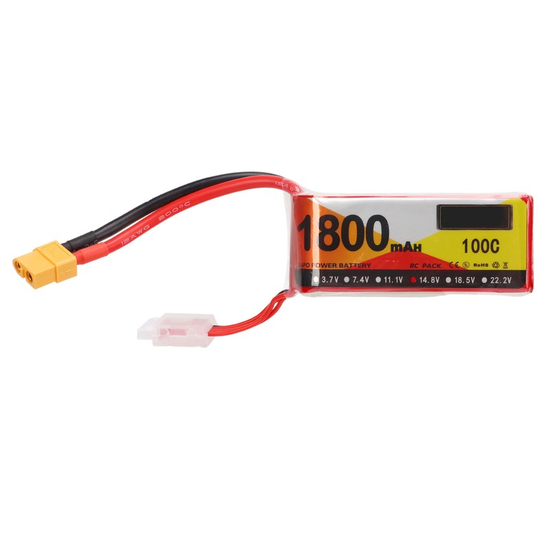 1800mAh Lipo Battery 100C Discharge Rate 14.8V 4S XT60 Plug