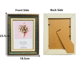 Muamax 5x7 Photo Picture Frames Antique Green 7x5 Frames Vintage Green Retro Green Frames Ornate Chabby Chic Frames Home Office TableTop 13cm x18cm Frames Gifts
