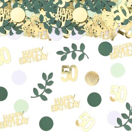 GoldRock Glitter Confetti 50th Birthday Decoration Large 2.5-5.5 cm, Decoration 50th Birthday Man Green, Confetti Decoration 50th Birthday Woman, Table Decoration 50th Birthday Man Decoration, Golden