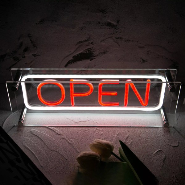 uponray Desk Display OPEN Neon Sign USB Neon Light Acrylic