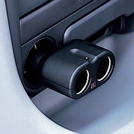 Tsuchiya Yac Car Supplies PZ-722 2-Way Direct Socket Socket Splitter, Black, Length 17.8 cm x Width 9 cm