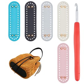 NICENEEDED 5 PCS Bag Bases for Crochet, PU Leather Bag Bottom Oval Bag Bottom Shaper Pad Purse Bottom, Cushion Base with Holes Handbag Making Supplies for DIY Craft