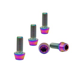 RISON-Titanium Pack of 5 Titanium Bicycle Stem Screws M5, Bicycle Cone Screws Conical Hex Socket Screws, Bicycle Stem Bolts Bicycle Shaft Screws Cone Head Screw for Mountain Bike