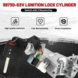 NYXCOMAN Ignition Switch Lock Cylinder with 2 Keys Without Chip Replacement for Honda Accord 2013 2014 2015 2016 2017 2.0L 2.4L 3.5L Replace 39730-T2A-A0