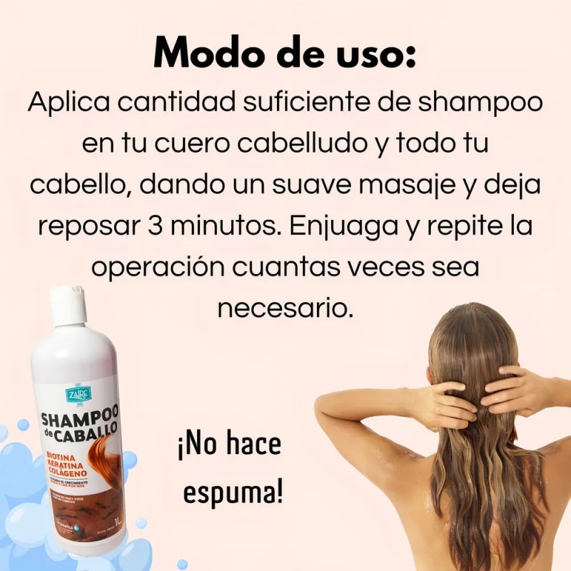 Shampoo Zaire Anticaída y para Crecimiento con Biotina, Keratina y