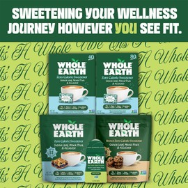 Whole Earth Sweetener Co. NATURE SWEET Stevia & Monk Fruit Sweetener, Erythritol Sweetener, Stevia Packets, Sugar Substitute, Natural Sweetener, 40-Count