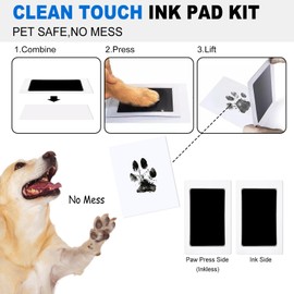 HDFCLUP Inkless Paw Print Kit,Mess-Free Paw Print Kit for Dogs Cat, 10 Inkless Print Pads, 20 Imprint Cards,Dog Nose Print Kit,Pet Paw Print Impression Kit Keepsake（3.7inch