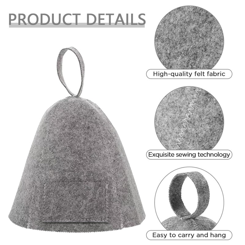 2Pcs Comfortable Natural Felt Bath Hat Durable Felt Cap Sauna