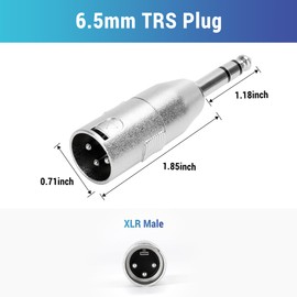 Togconn Adaptador TRS XLR de 1/4 pulgadas, paquete de 2 unidades, 6.35 mm 1/4 pulgadas macho a conector XLR