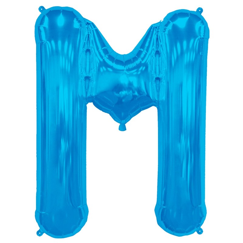 Letter M - Blue Helium Foil Balloon - 34 inch