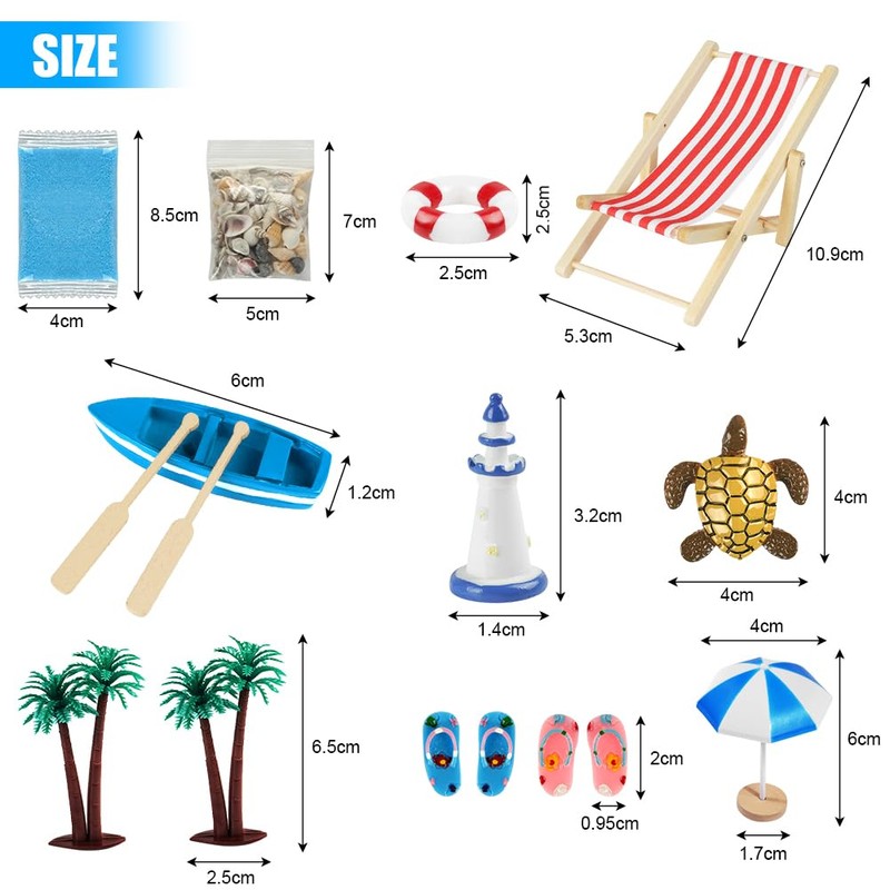 Aolso Beach Micro Landscape, Pack of 12 Miniature Decoration Mini
