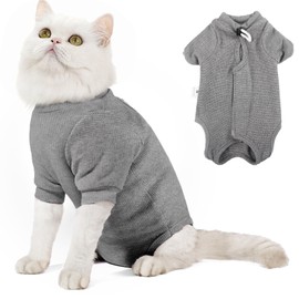 Dotoner Cat Surgery Recovery Suits,Cat Bodysuit Long Sleeve after Surgery Kitten Recovery Suit Medical Vest for Cats E-Collar Alternative Anxiety Vest Anti Lick Cat Pajama Clothing