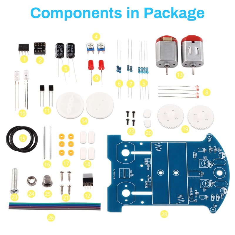MiOYOOW Line Following Robot Car Kit, Beginners Smart Car Soldering