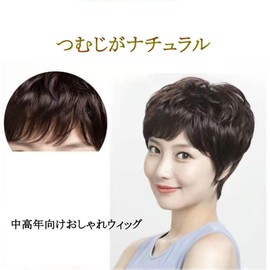 Women's Wig, Medium and Aged, Short, Full Wig, Short Hair, Hidden Whorl, Medical Wig, Mother's Wig, Short Hair, Fluffy, Conceals Gray Hair, Hair Removal, Natural, Breathable, Everyday Use (Brown)