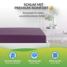 etérea Comfort Jersey Fitted Sheet in Various Sizes and Colours, Soft Fitted Sheet Made from 100% Cotton, Flat Sheet with Approx. 25 cm Base Height and 140 g/m²