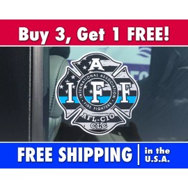 IAFF Sticker Firefighter Decal Bumper Sticker, IAFF Thin Blue Line Sticker