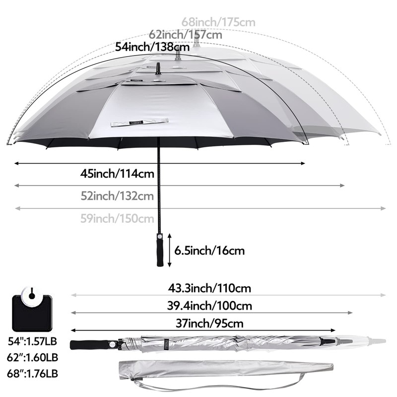 G4Free 68 Inch UV Protection Golf Umbrella Auto Open Vented