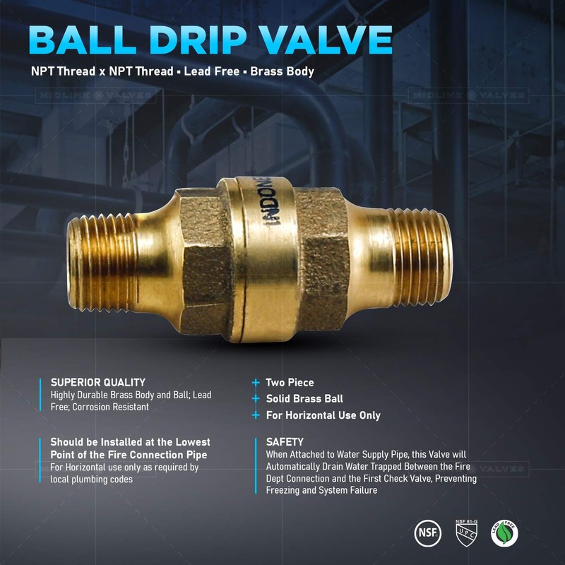 Midline Valve 681U034-OM Ball Drip Valve; Automatic Drain for Fire