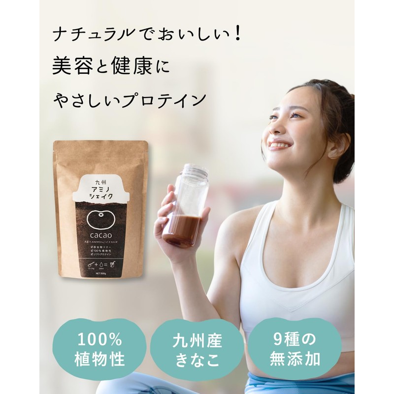 九州アミノシェイク ソフトプロテイン 300g 植物性原料100% 九州産 モリンガ きな粉 ソイプロテイン プロテイン (ほうじ茶きなこ味