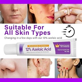 Azelaic Acid, Pack of 2 Azelaic Acid Cream, Gently and Effectively Fights Rosacea on the Face, for Balancing Skin Tone and Eliminating Acne, Blemishes, for Clear, Healthy Skin