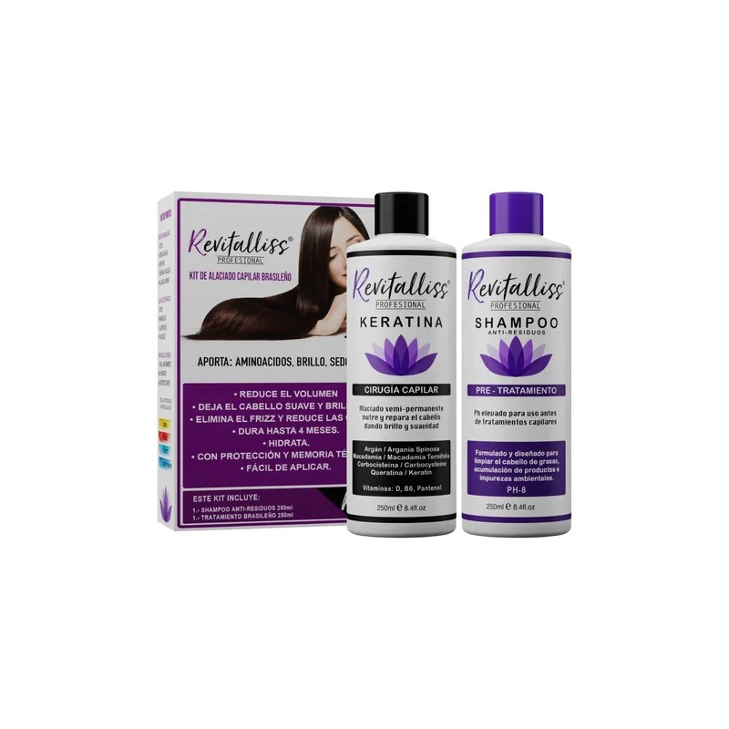 Cirugía Capilar Keratina Brasileña Alaciante + Shampoo 250ml