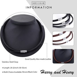 Stocking Stuffers Holiday Outfits for Women 2024 Waterproof Braided Leather Necklace Cord Black Leather Necklace with Stainless Steel Magnetic Clasp Woven Wax Rope Chain Necklace for Men/Women