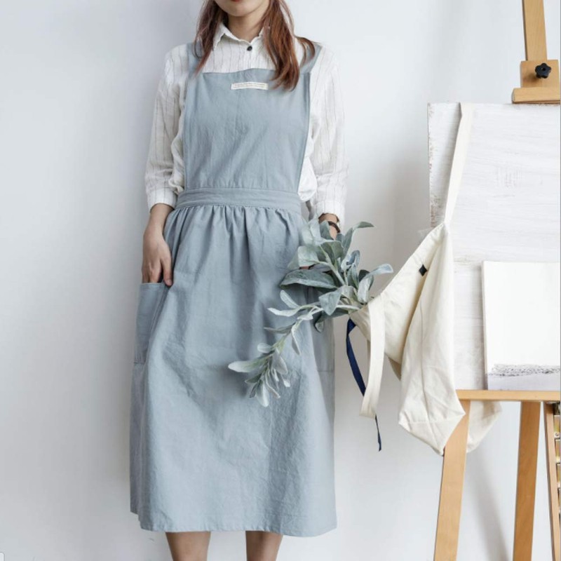 SF-ZXTINP Soft Cotton Kitchen Cooking Apron with Cross Back -